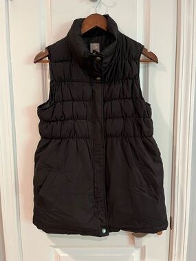 J. Jill Black Quilted Puffer Vest with High Collar